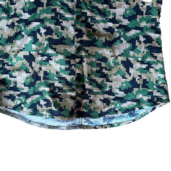 Men's digi camo camouflage button down short sleeved shirt with collar. sz M - Picture 5 of 8